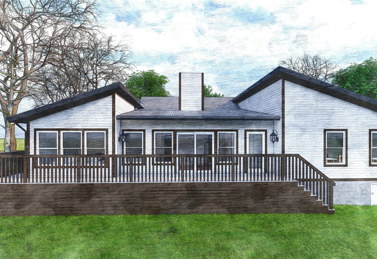 Rendering of a house addition with a covered porch in Green Hill, Old Hickory, Tennessee, designed by Fabl Design